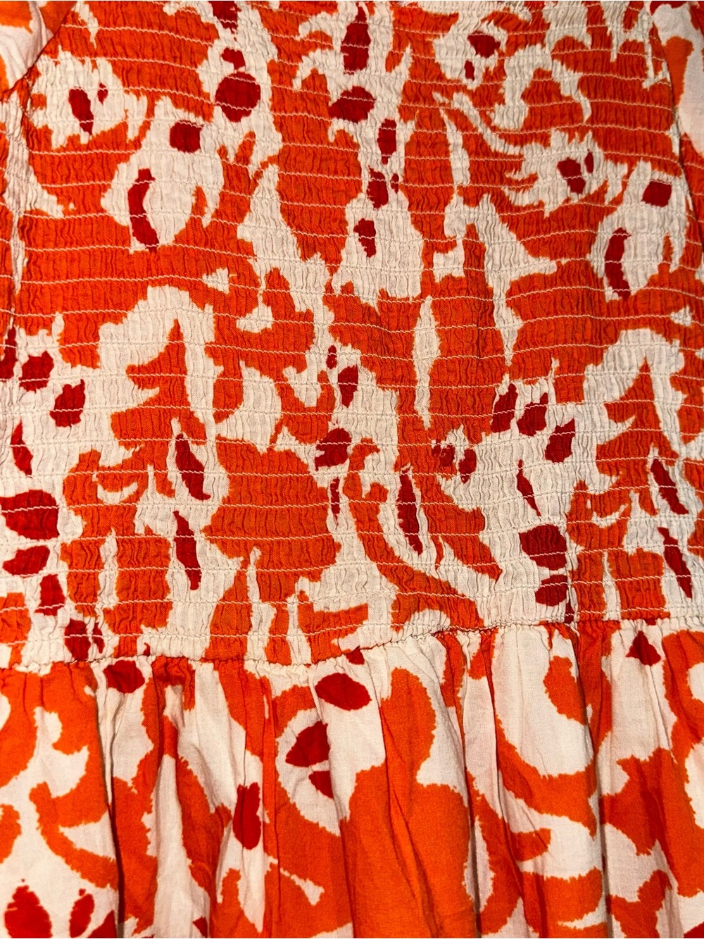 Cotton Maxi Dress Flutter Sleeve Orange Floral - Picture 4 of 5